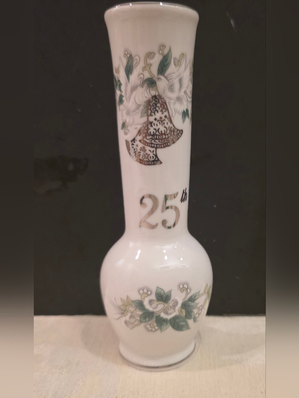 Lefton 25th Anniversary Porcelain Hand Painted Bud Vase Model 1096
